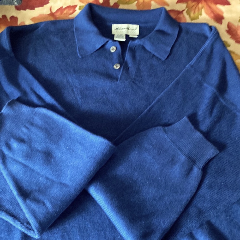 Eddie Bauer blue long sleeve polo NWOT